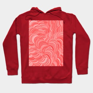 Red and White Swirly Peppermint Abstract Pattern Hoodie